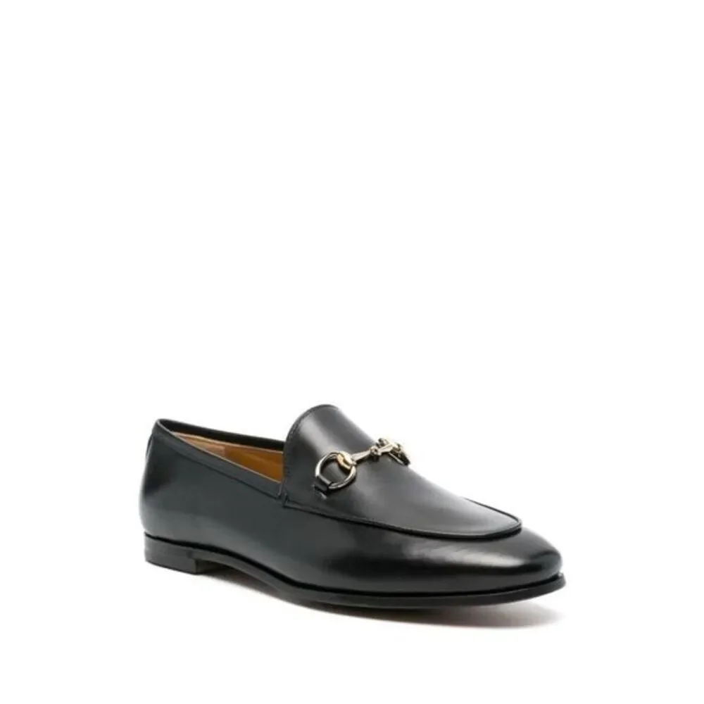 GUCCI Calfskin Womens Jordaan Loafers Size 37 Black